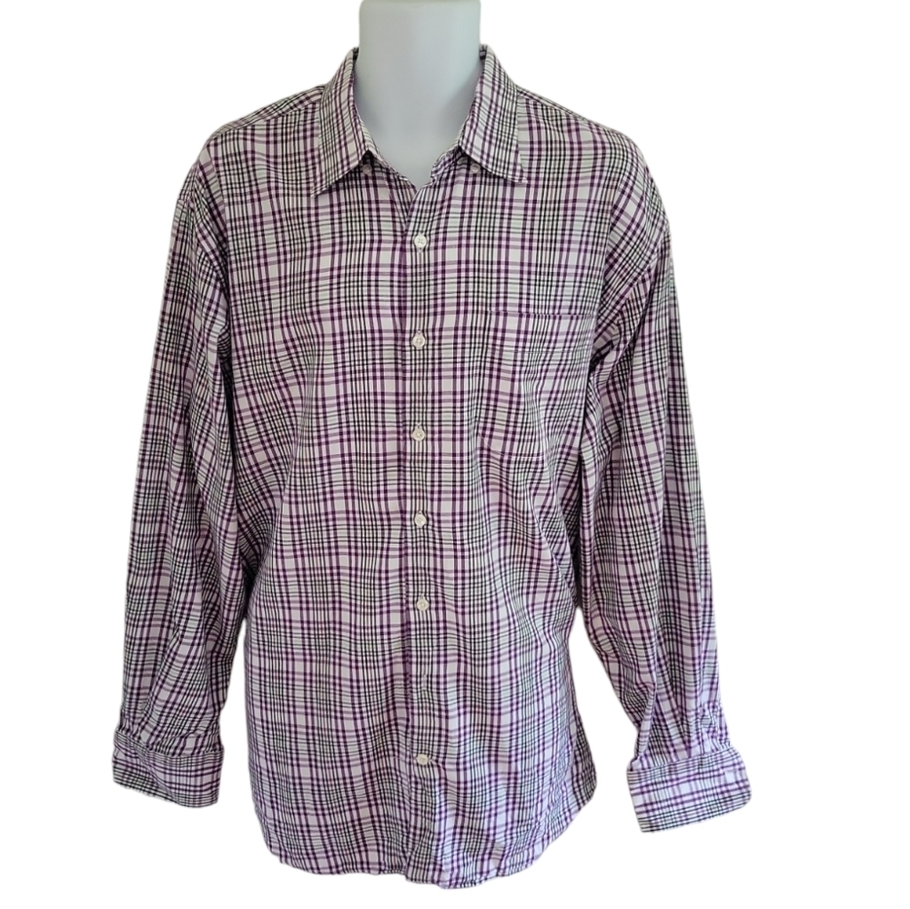 Peter Millar Plaid Soft Cotton Casual Button-Up Shirt - Men's XL